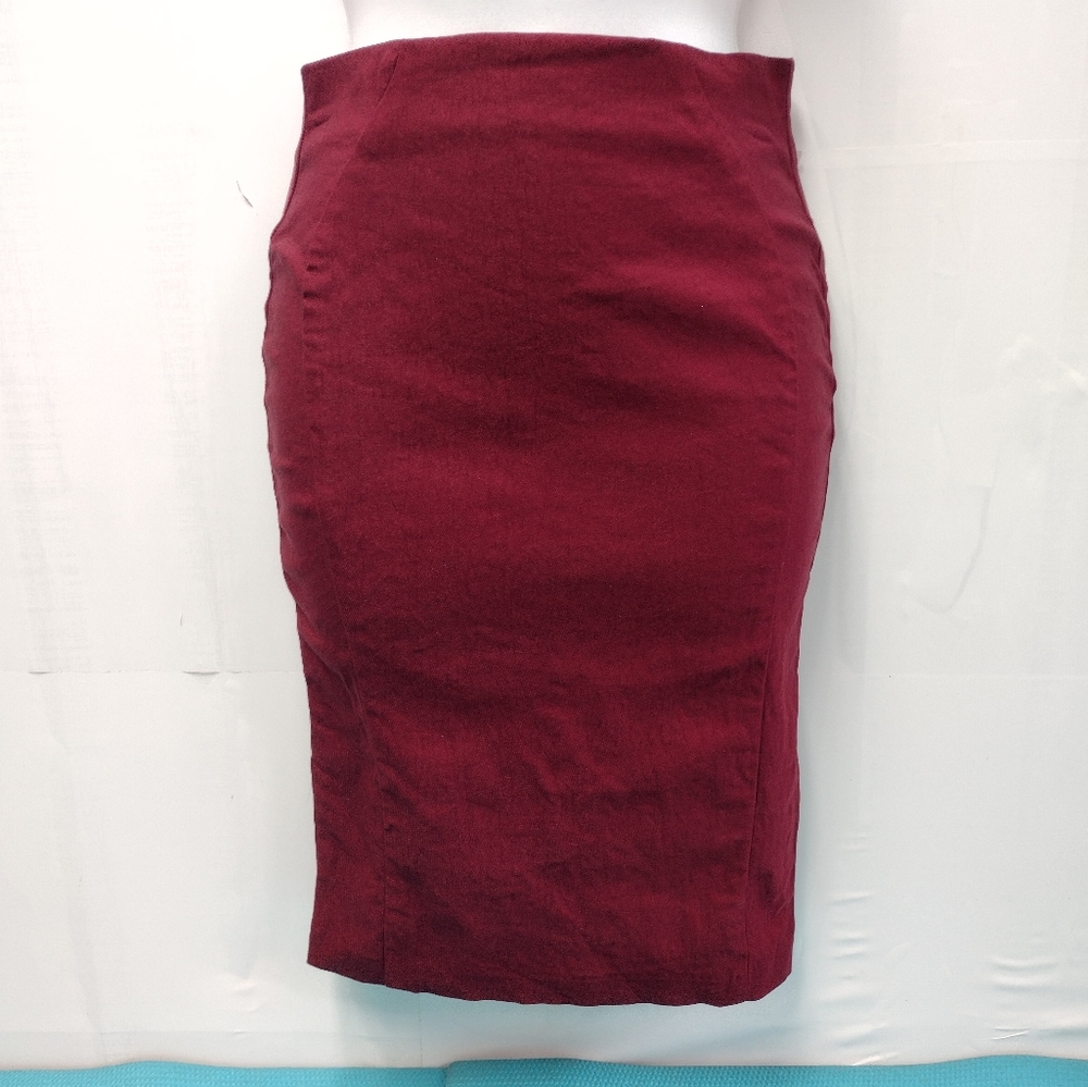 NEW Porta Rossa Womens Bodycon Tube Stretch Pull On Skirt Pencil Burgundy Size M